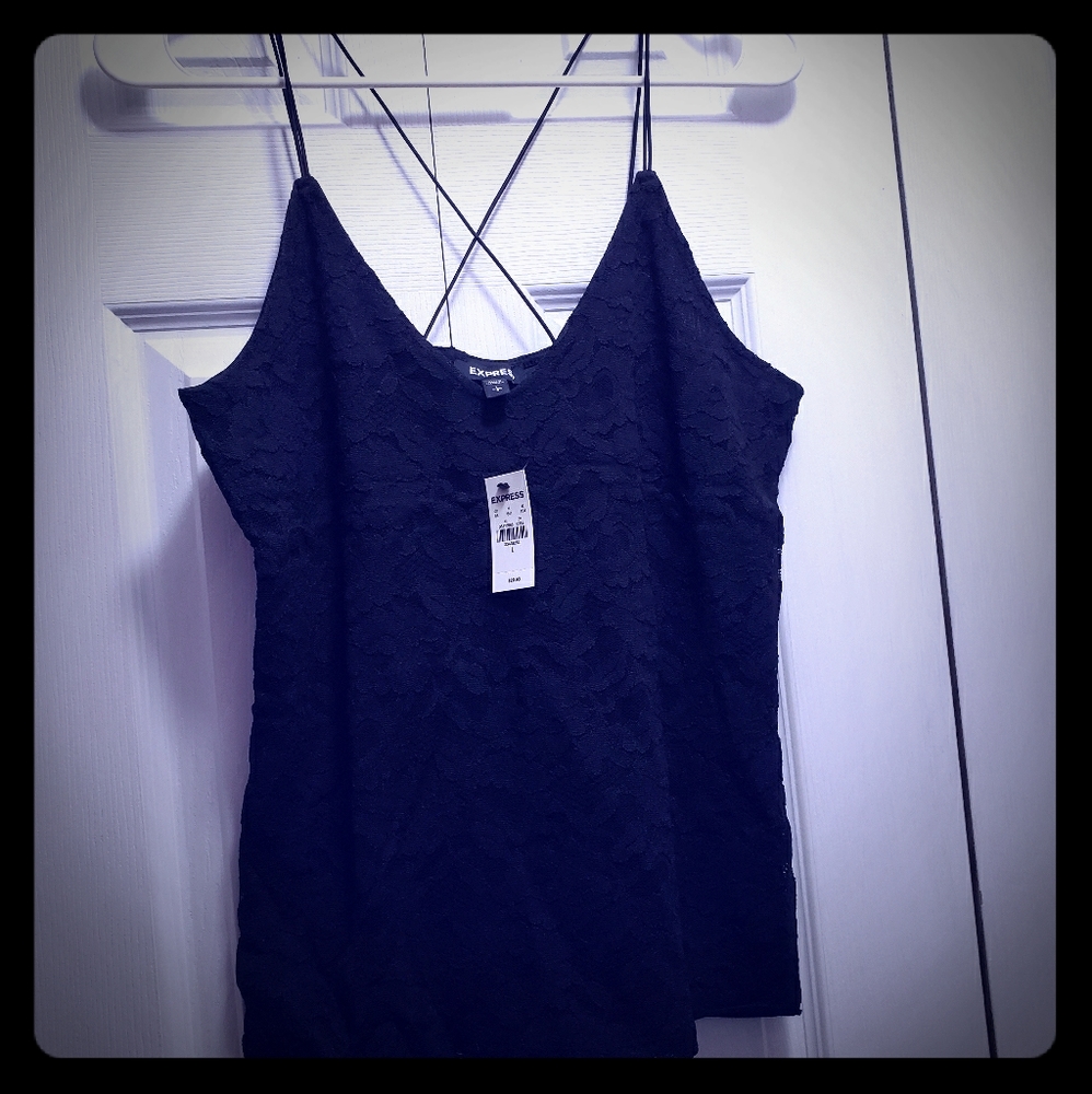 NWT Express Black Lace Strappy back tank L
